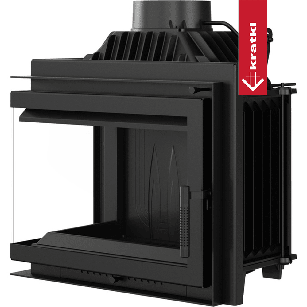 Kratki Kamineinsatz Gusseisen KRATKI SIMPLE links 8 kW Ø 200 Einbausatz 1