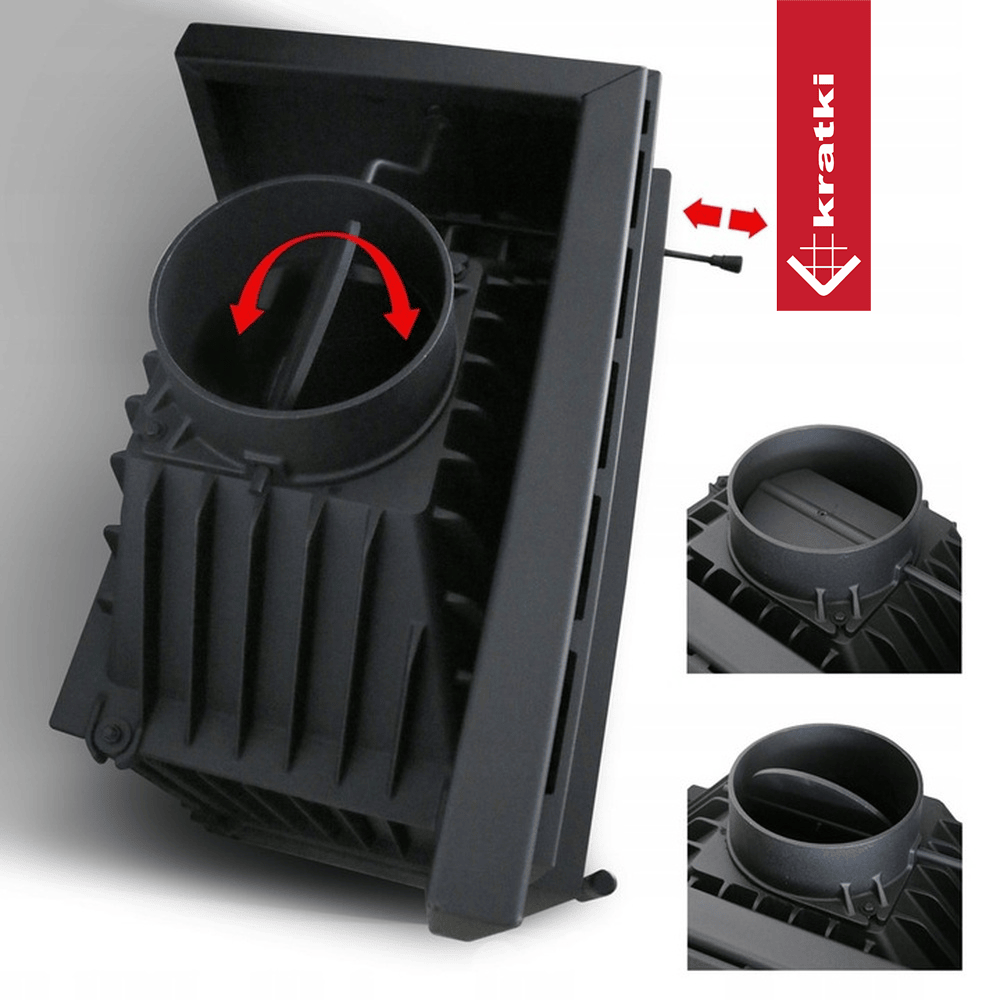 Kratki Kamineinsatz Gusseisen KRATKI SIMPLE links 8 kW Ø 200 Einbausatz 1