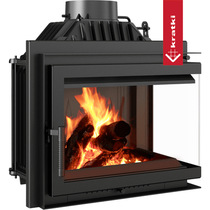 Kratki Kamineinsatz Gusseisen KRATKI SIMPLE rechts 8 kW Ø 200 Set