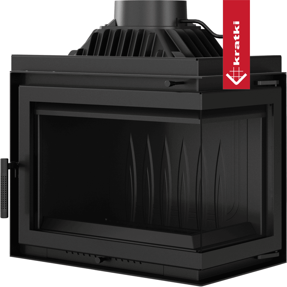 Kratki Kamineinsatz Gusseisen KRATKI SIMPLE rechts 8 kW Ø 200 Set
