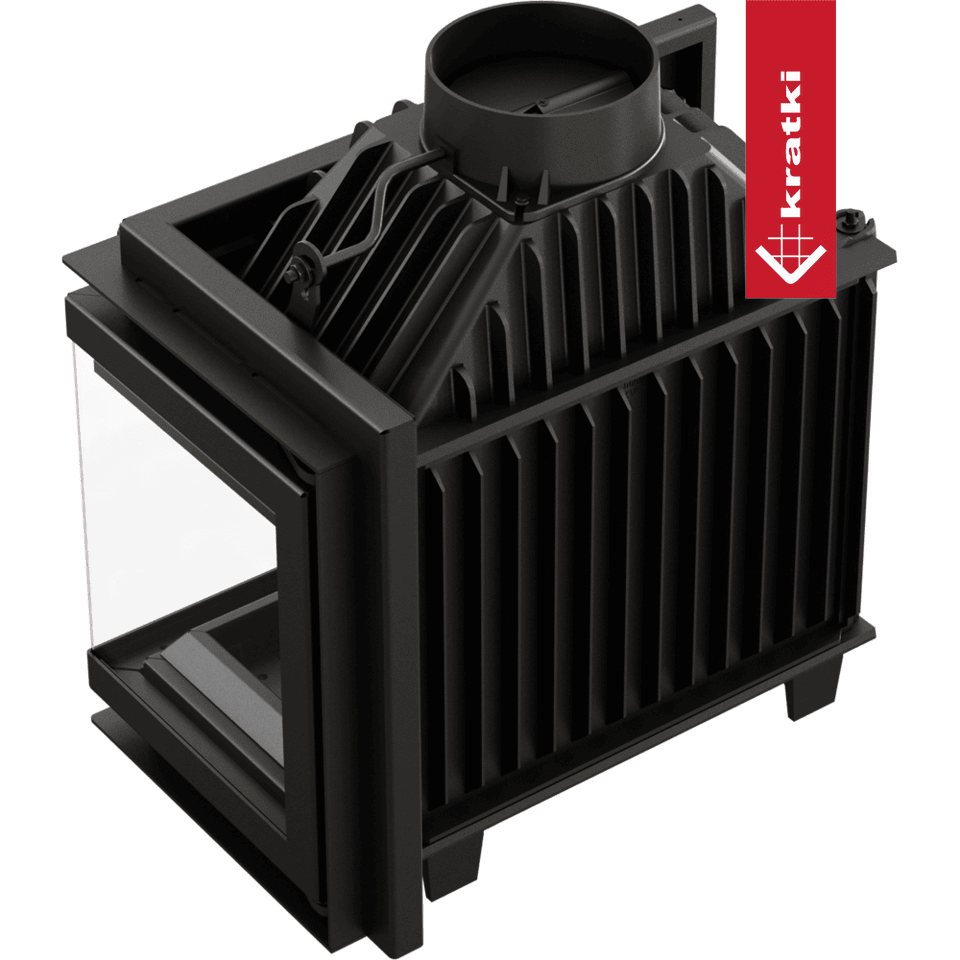 Kratki Kamineinsatz Gusseisen KRATKI SIMPLE rechts 8 kW Ø 200 Set