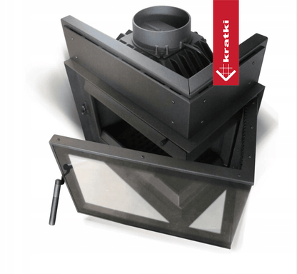 Kratki Kamineinsatz Gusseisen KRATKI SIMPLE rechts 8 kW Ø 200 Set