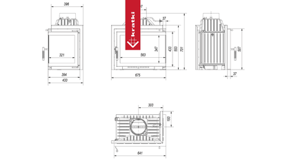 Kratki Kamineinsatz Gusseisen KRATKI SIMPLE rechts 8 kW Ø 200 Set