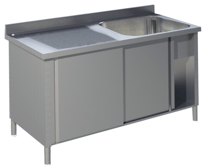 KBS Gastrotechnik Spülschrank mit Schiebetüren B 120cm - Becken rechts
