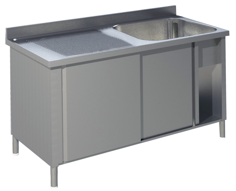 KBS Gastrotechnik Spülschrank mit Schiebetüren B 140cm - Becken rechts