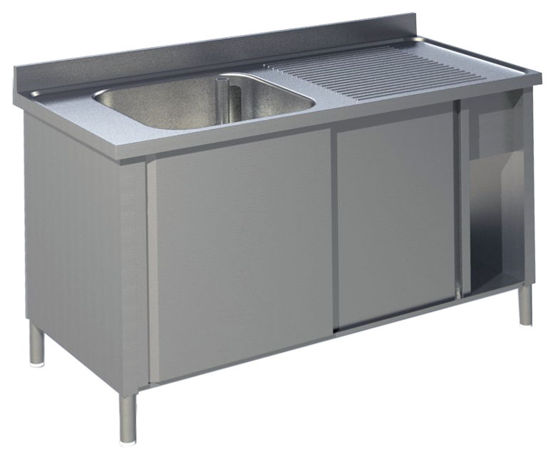 KBS Gastrotechnik Spülschrank mit Schiebetüren B 140cm - Becken links