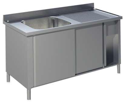 KBS Gastrotechnik Spülschrank mit Schiebetüren B 140cm - Becken links