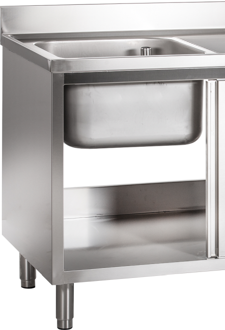 KBS Gastrotechnik Spülschrank mit Schiebetüren B 160cm 2 - Becken links