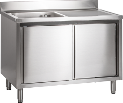 KBS Gastrotechnik Spülschrank mit Schiebetüren B 120cm - Becken links