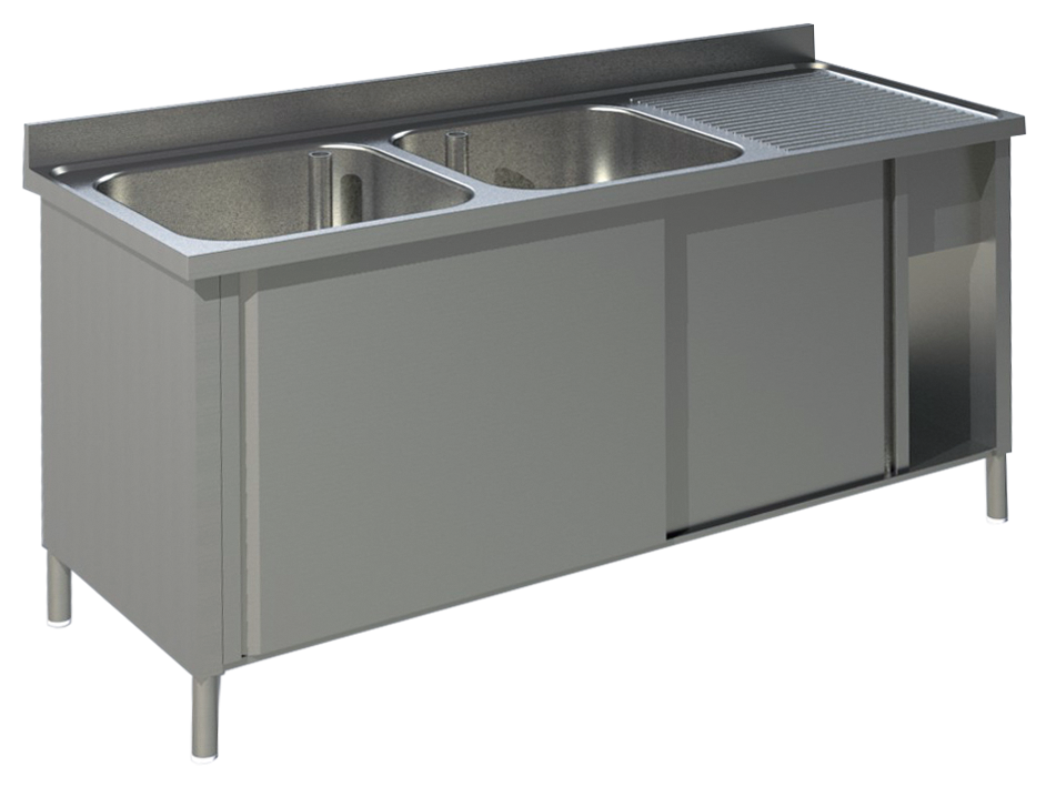 KBS Gastrotechnik Spülschrank mit Schiebetüren B 140cm - Becken links