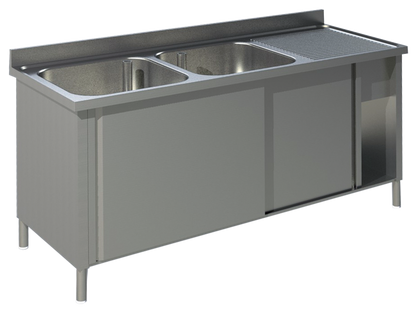 KBS Gastrotechnik Spülschrank mit Schiebetüren B 140cm - Becken links