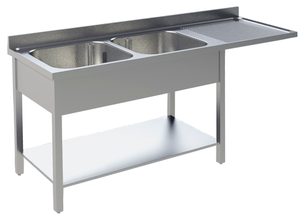 KBS Gastrotechnik Spülcenter 2 Becken links Breite 160cm
