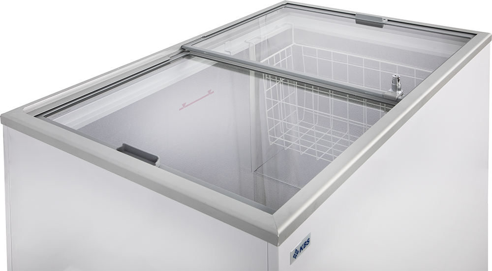 KBS Gastrotechnik Eiscreme Impuls-Tiefkühltruhe D 400 mit Glasschiebedeckel