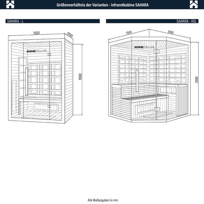 Home Deluxe Infrarotkabine mit Vollspektrumstrahler SAHARA L - 150 x 120 cm für 3 Personen