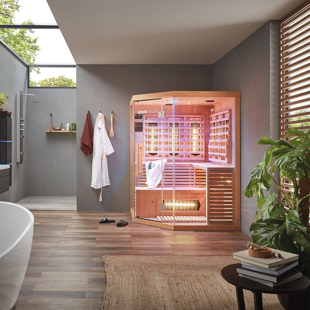 Home Deluxe Infrarotkabine mit Vollspektrumstrahler SAHARA XXL - 150 x 150 cm für 4 Personen