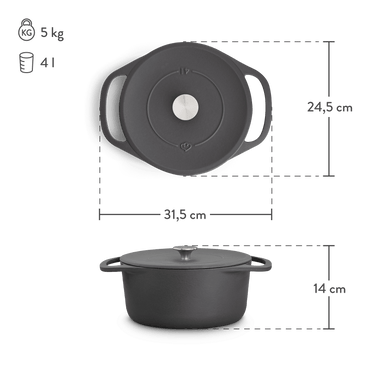 Cocotte rund 24 cm, für alle Herdarten inkl. Induktion - 4 Liter