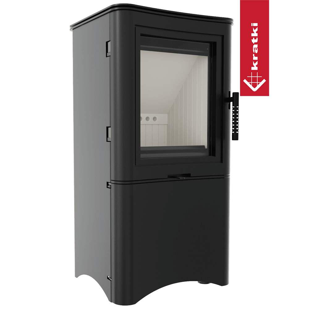 Kratki Kaminofen aus Stahl KRATKI K5 Ø 150 7 kW regal für holz mit Tür