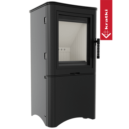 Kratki Kaminofen aus Stahl KRATKI K5 Ø 150 7 kW regal für holz mit Tür