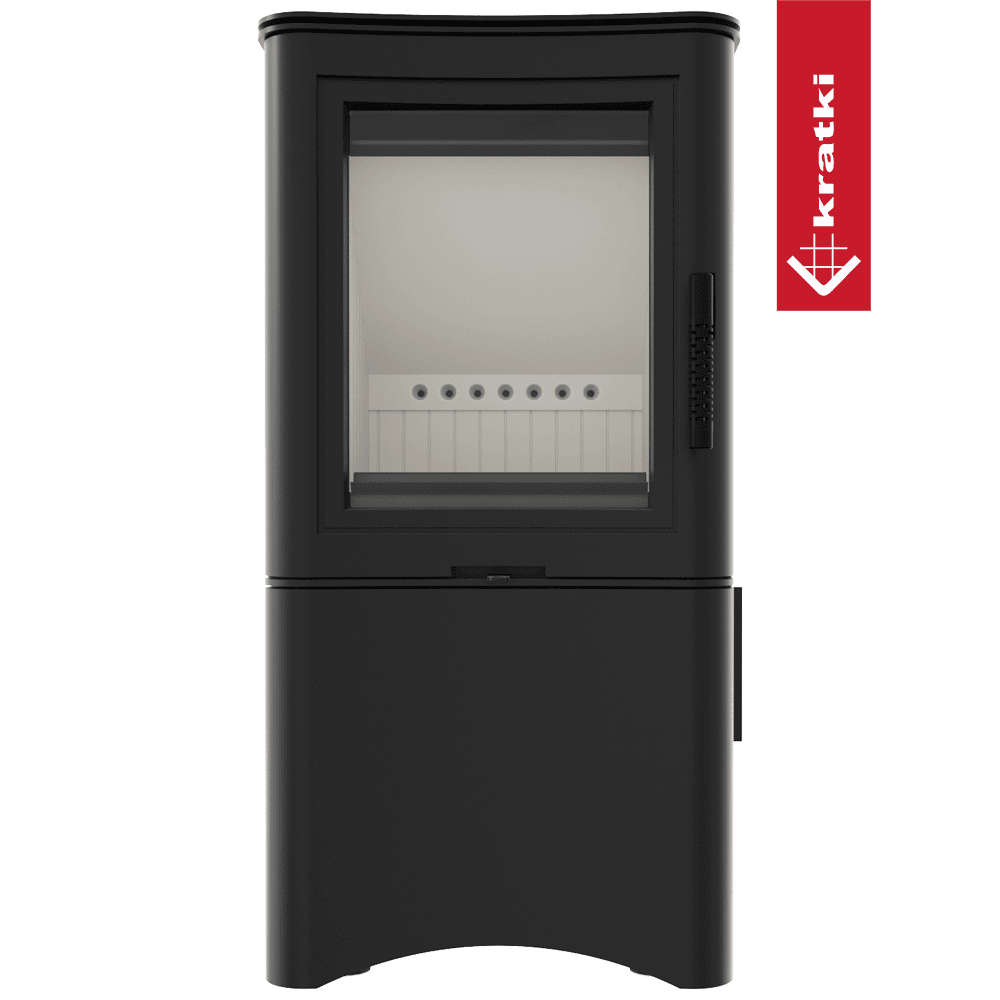 Kratki Kaminofen aus Stahl KRATKI K5 Ø 150 7 kW regal für holz mit Tür