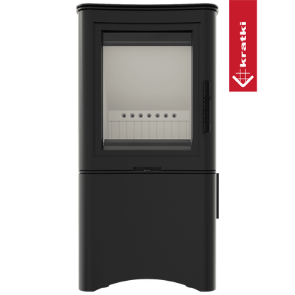 Kratki Kaminofen aus Stahl KRATKI K5 Ø 150 7 kW regal für holz mit Tür