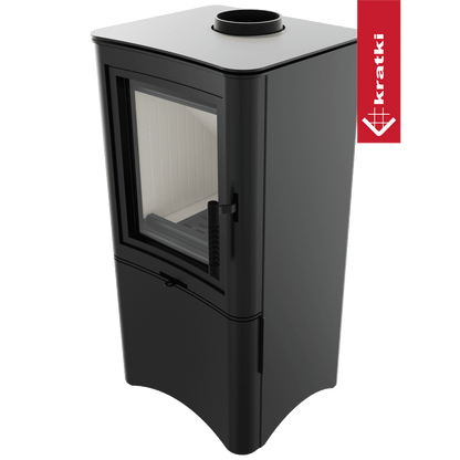 Kratki Kaminofen aus Stahl KRATKI K5 Ø 150 7 kW regal für holz mit Tür