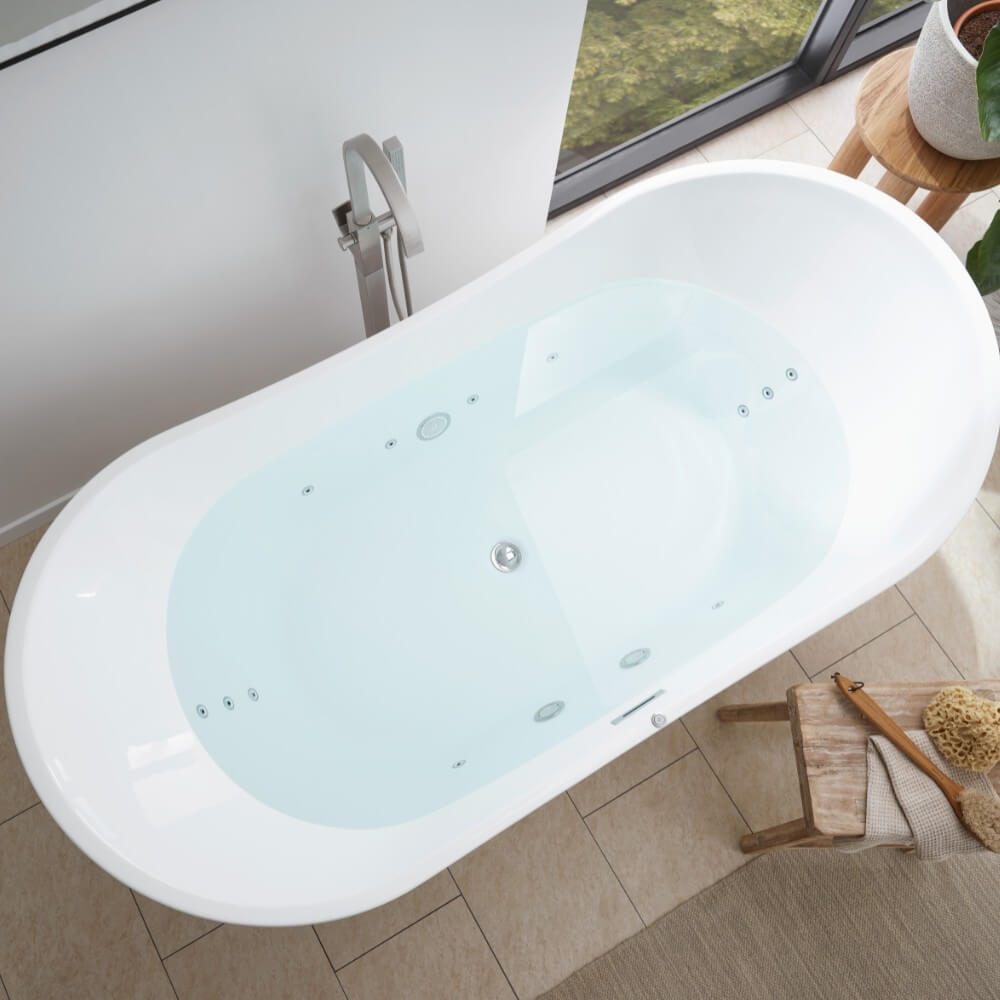 Home Deluxe Freistehende Badewanne mit Whirlpoolfunktion OVALO PLUS - 180 x 90 cm