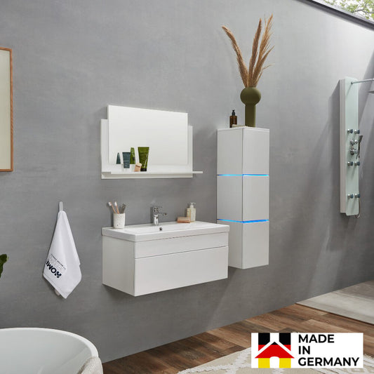 Home Deluxe Badmöbel Komplettset WANGEROOGE BIG L - Weiß Made in Germany