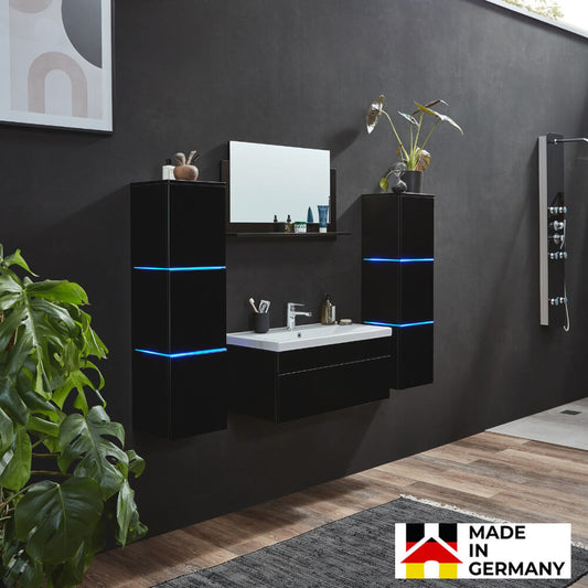 Home Deluxe Badmöbel Komplettset WANGEROOGE BIG XL - Schwarz Made in Germany