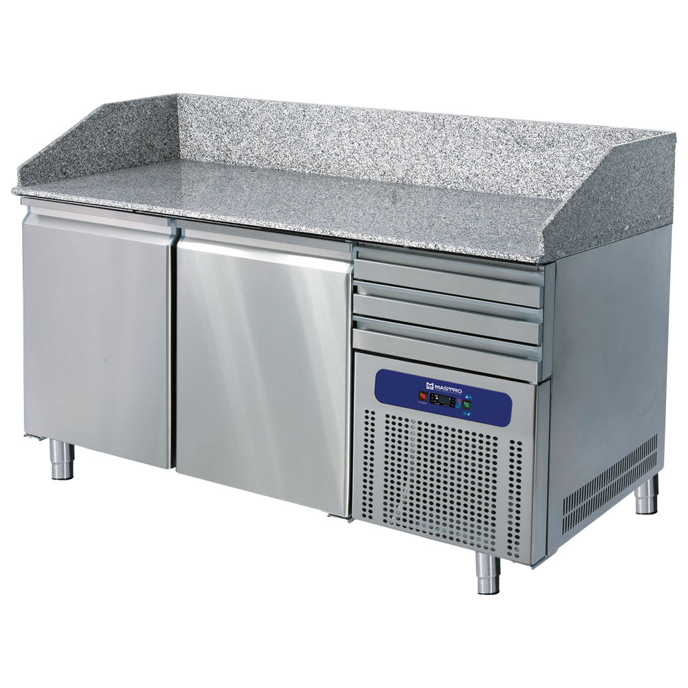 Virtus Pizzatisch 1600 mm mit 2 Türen 600x400 mm, 3 Schubladen EN