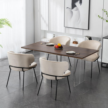 Home Deluxe Esszimmerstuhl AMARA Samt - 5er Set Beige