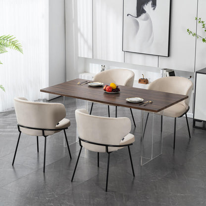 Home Deluxe Esszimmerstuhl AMARA Samt - 4er Set Beige