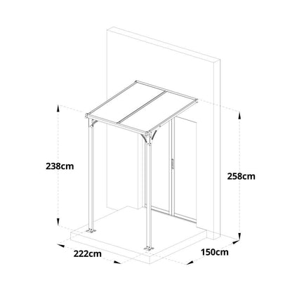 Home Deluxe Vordach Haustür CUBIS M - 222 x 150 cm Anthrazit