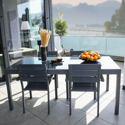 Home Deluxe Gartentisch ausziehbar aus Glas SOL - 180/240 x 90 cm