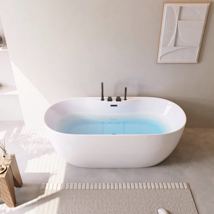 Home Deluxe Badewanne mit schwarzer Armatur LENI - 170 x 80 cm