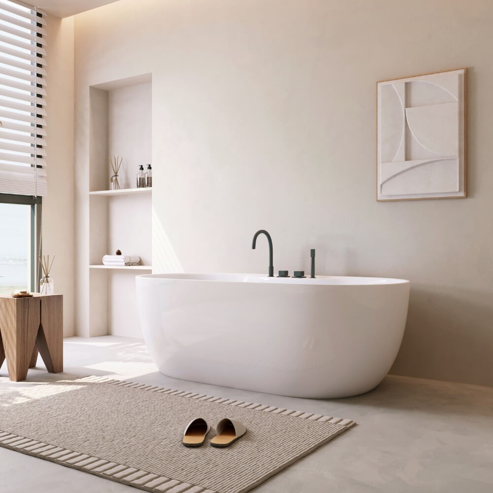Home Deluxe Badewanne mit schwarzer Armatur LENI - 170 x 80 cm