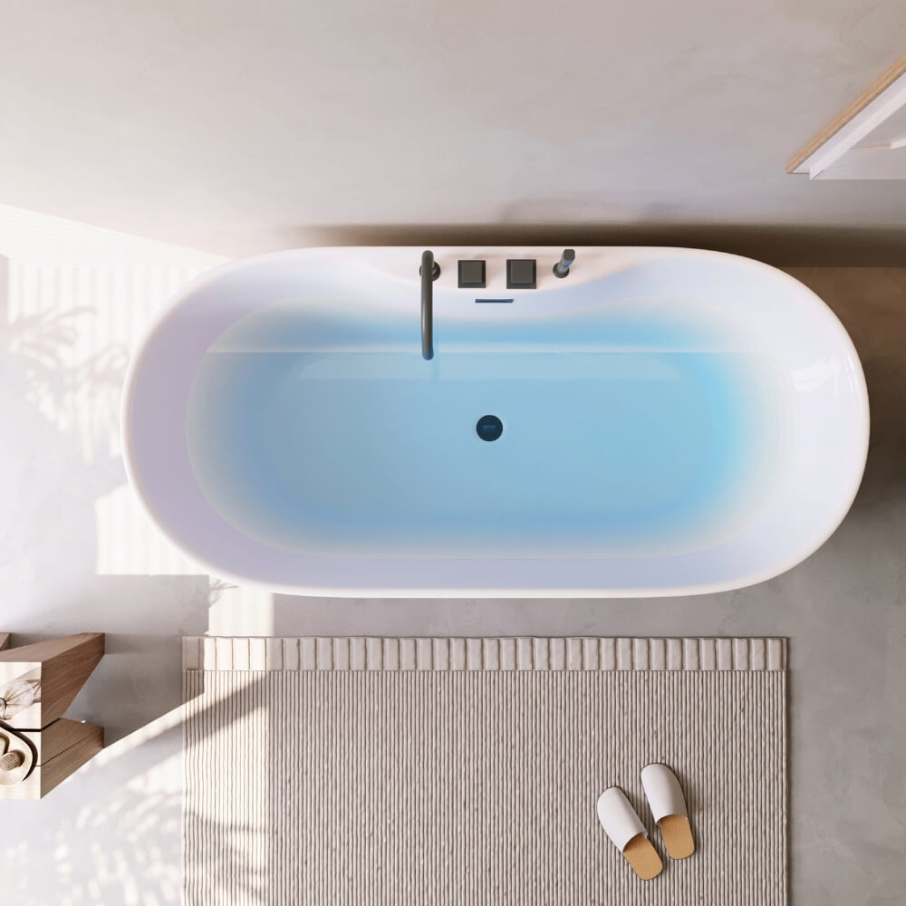 Home Deluxe Badewanne mit schwarzer Armatur LENI - 170 x 80 cm