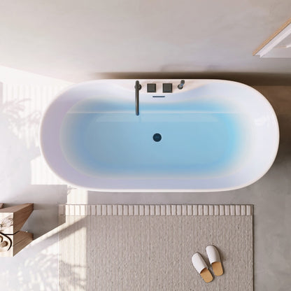 Home Deluxe Badewanne mit schwarzer Armatur LENI - 170 x 80 cm