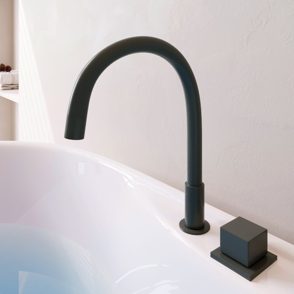Home Deluxe Badewanne mit schwarzer Armatur LENI - 170 x 80 cm