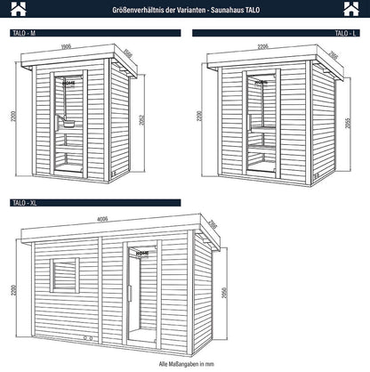 Home Deluxe Saunahaus Outdoor TALO M - 191 x 157 cm für 3 Personen