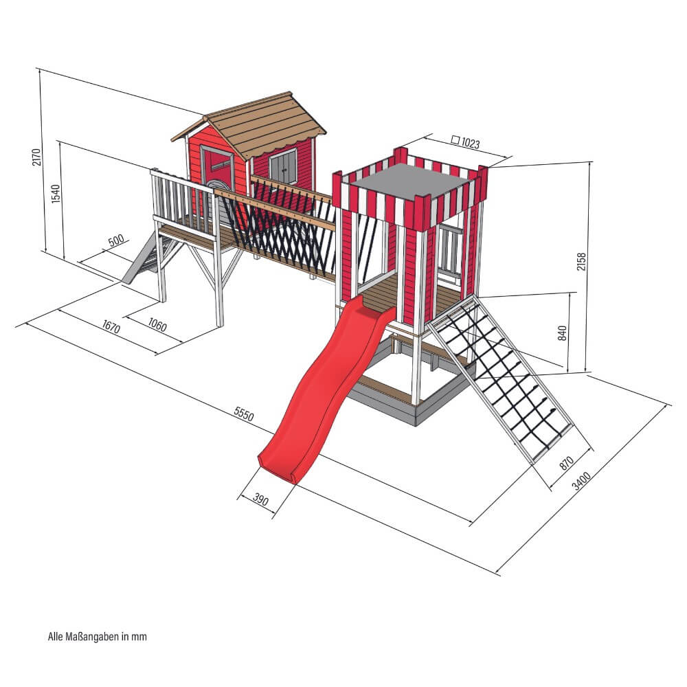 Home Deluxe Spielpark inkl. Rutsche WUNDERLAND - 555 x 340 cm