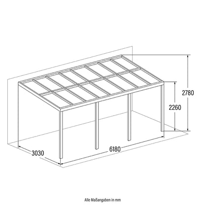 Home Deluxe Terrassenüberdachung SOLIS - 618 x 303 x cm Grau