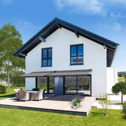 Home Deluxe LED Vollkassettenmarkise elektrisch ELOS - 500 x 300 cm Anthrazit