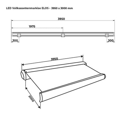 Home Deluxe LED Vollkassettenmarkise elektrisch ELOS - 395 x 300 cm Sandfarben