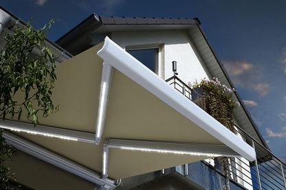 Home Deluxe LED Vollkassettenmarkise elektrisch ELOS - 500 x 300 cm Sandfarben