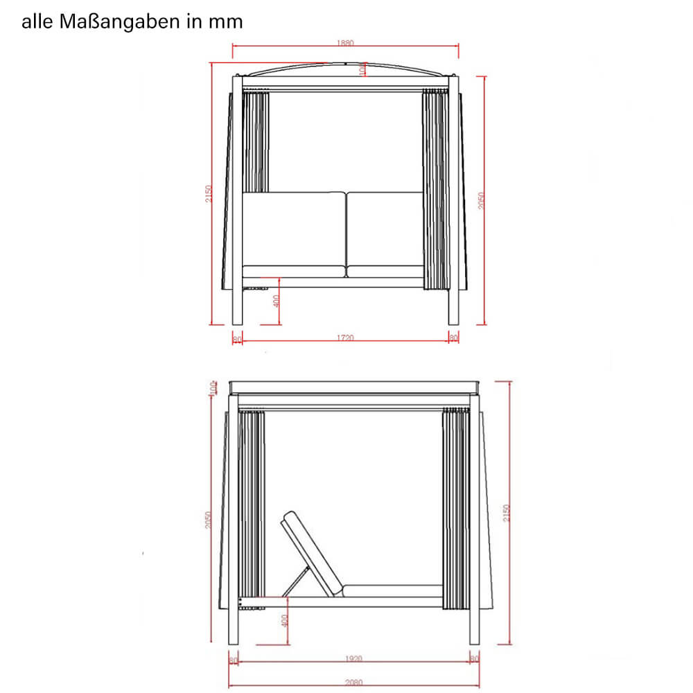 Home Deluxe Sonnenliege LYON - 208 x 188 cm Weiß