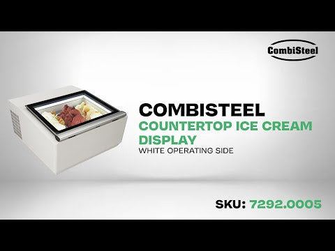 CombiSteel TISCHMODELL SPEISEISVITRINE WEIß  ÖFFNET AUF DER BEDIENUNG SEITE