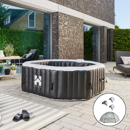 Home Deluxe Outdoor Whirlpool DROP inkl. Kissen, Getränkehalter und Sonnendach - ⌀185 cm Schwarz