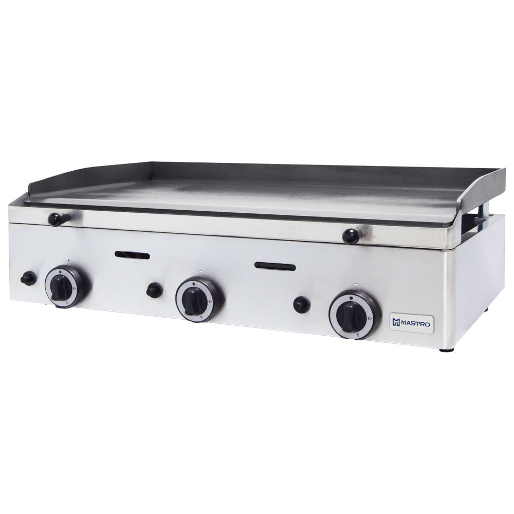 Virtus Gas-Grillplatte mit 3 Grillzones, Tischmodell, glatte Platte - LPG