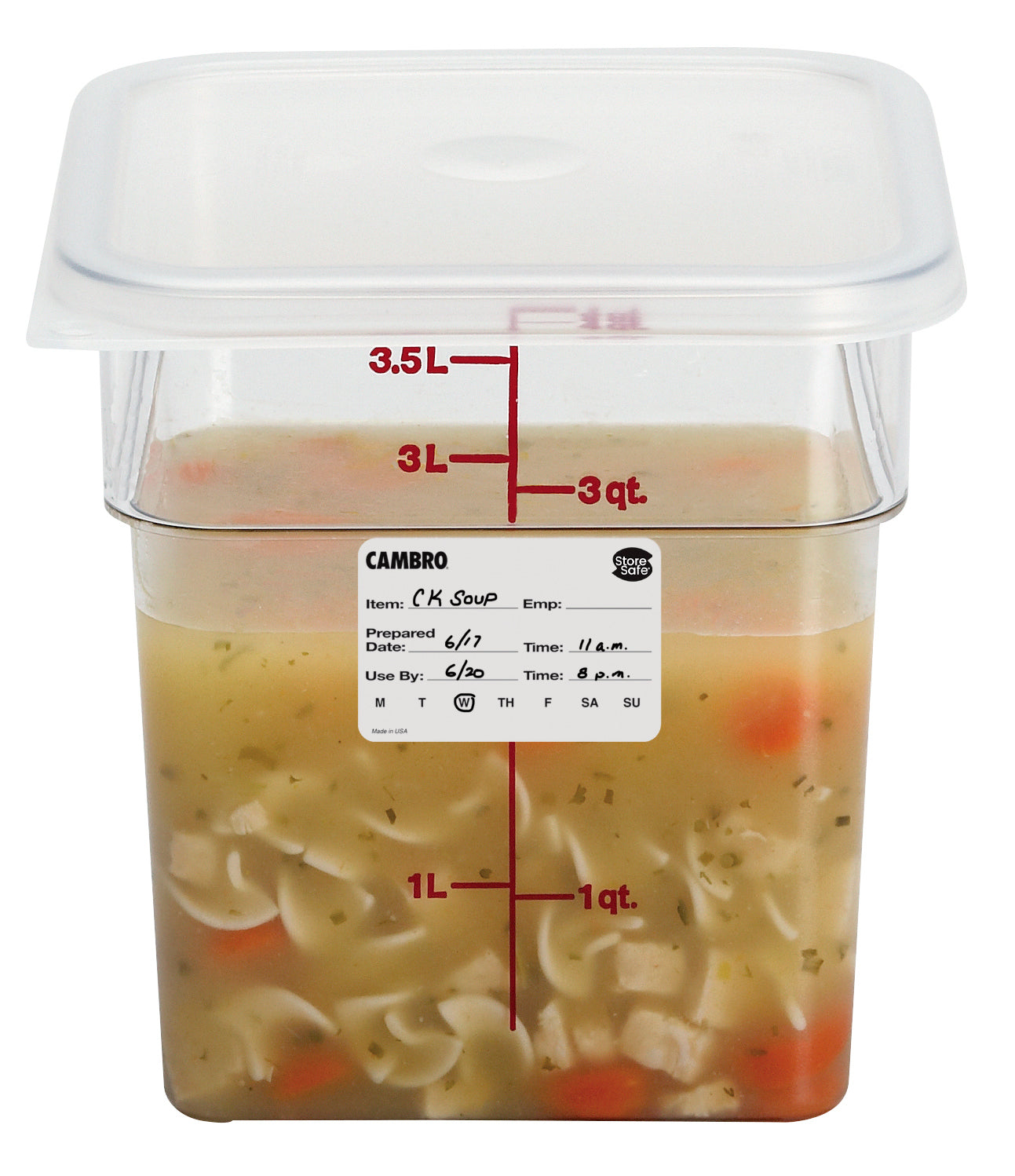Cambro StoreSafe® Rotationsetiketten Englische Beschreibung, 24 Rollen, 250 Etiketten pro Rolle - 23SLB250