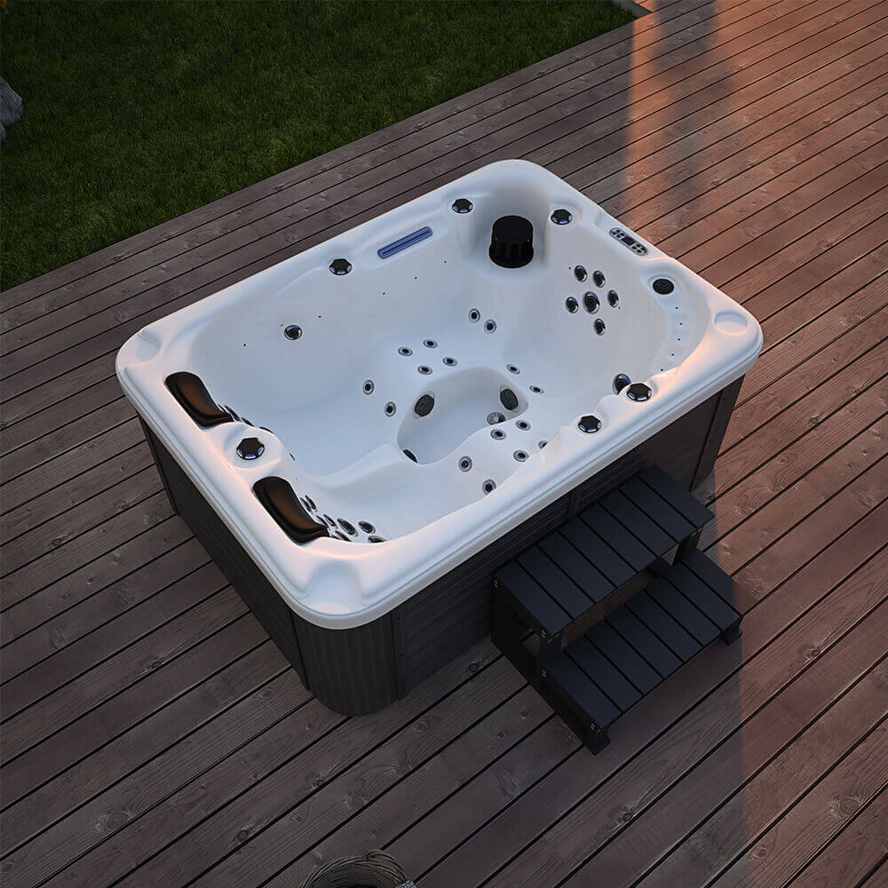Home Deluxe Outdoor Whirlpool BEACH - Mit Treppe und Thermoabdeckung